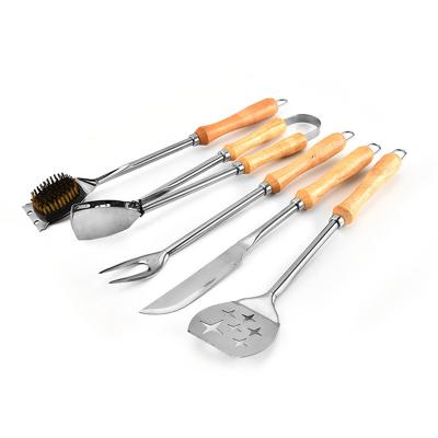 China Easily Cleaned Premium Grill Utensils Set In Box 5PCS Outdoor BBQ Grill Accessories Set Stainless Steel BBQ Grill Tool Kit for sale