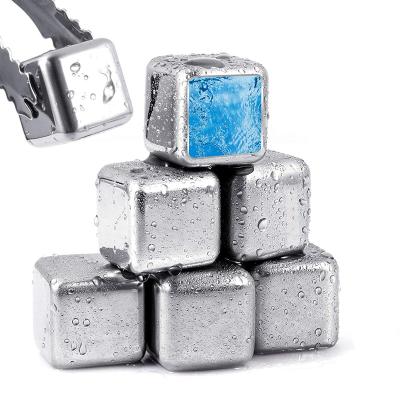 China Reusable Reusable Stainless Steel Bullet Ice Cube Stone Viable Cooling Silver Ice Cube for sale