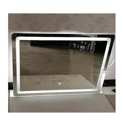 China Customized Luminous Strip Magic Light Lamps Green Glass Green Back Painted Led Mirror for sale