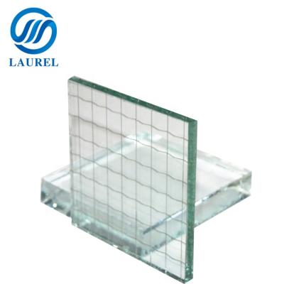 China Hotel low cost 6mm fire resistant tempered construction glass safety clear wired crackle glass for window glass for sale