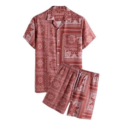 China QUICK DRY Mens Summer Beachwear Urban Tuxedo 2pcs Set Quick Dry Eu Size Hawaiian Printed Floral Stylish Shirt And Shorts for sale