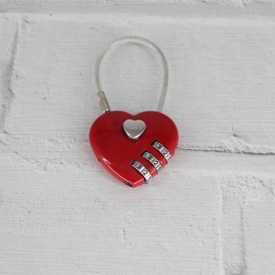 China Factory Zinc Alloy Red Love Canyu Luggage Password Lock 3 Digits Heart Shaped Combination Lock for sale