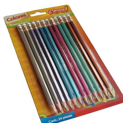 China office & School Pencil Metallic Color Wooden Pencil With Eraser China Pencil Buy Stationery Online for sale