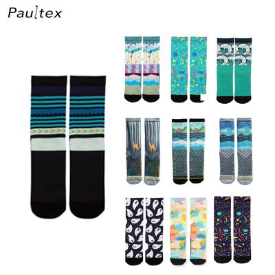 China Sustainable Novelty Unisex Letter Printed Recycle Yarn Skateboard Socks for sale