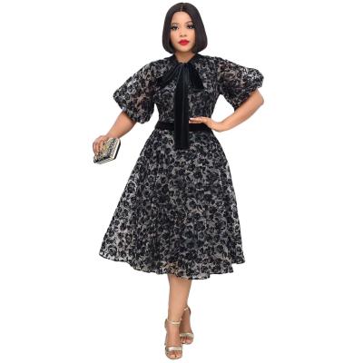 China Anti-Static Whole Sale Black Tutu Vintage Plus Size Dress Women Short Sleeve Evening Dresses for sale