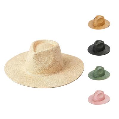 China 2022 custom made straw hat women Panama felted hat sun grass sombreros brim lady logo plain beach summer natural wide design casual for sale