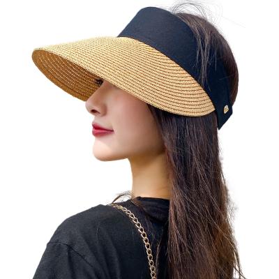 China Empty Top Straw Hats Straw Hat Summer Travel Beach Protective Sunscreen Sunscreen UV Brim Big Large Hats for sale