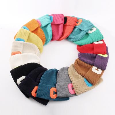 China Wholesale COMMON Letter C Letter C Unisex Thick Warm Beanie Winter Beanie Soft Warm Knitted Hats for sale