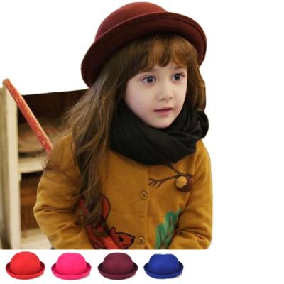 China Classic Brim Kids Formal Short Whole Cat Ear Fedora Top Winter Formal Hat For Girl Boy Teenager for sale