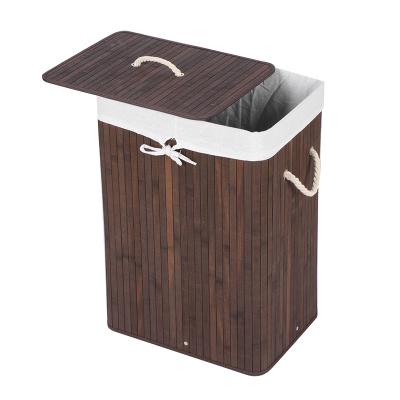 China Brown Gray Minimalist Natural Handmade Home Decoration Laundry Day Laundry Hamper Bag Wooden Basket With Cotton Rope Handle for sale