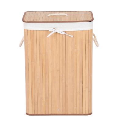 China Modern Minimalist Style Wholesale Custom Size Color Logo Natural Handmade Cuboid Bamboo Basket Laundry Hamper for sale