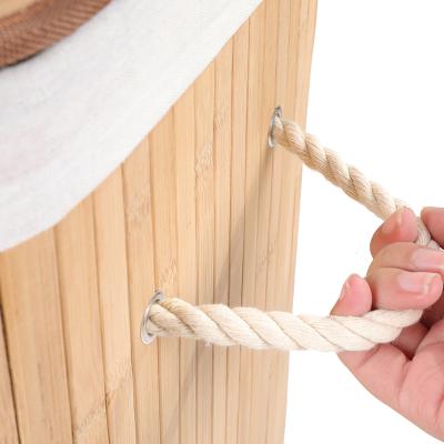 China Ratan minimalist home decoration handmade removable liner luxury dirty laundry basket with cotton rope handle for sale