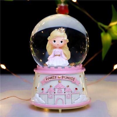 China Creative Europe Gift Crystal Ball Music Box Princess Castle Girl Heart Little Girl Child Birthday Gift Toy Decoration Gift Can for sale