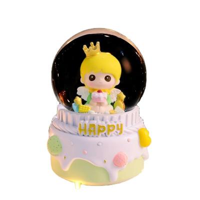 China Europe Gift Creative Colorful Lighting Crystal Ball Music Box Princess Prince Crystal Ball Music Box Snowflake Bedroom Atmosphere for sale