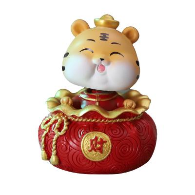 China Globally the year of the new Tiger Daji Fufu fat little tiger shaking his head doll car ornaments cute cute tiger New Year's Day gift for sale