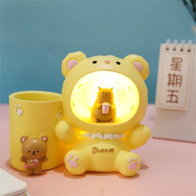 China National Manufacturers Spot Cartoon Bear Pen Holder Lighting Star Lamp Storage Pen Holder Student Gift Ornaments for sale