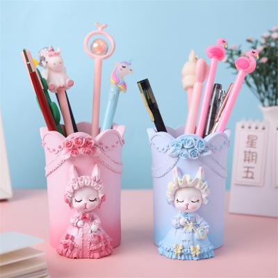 China Nordic new Sophie Rabbit Girl Heart Pen style CIA style rabbit resin ornament global creative bucket brush makeup holder storage for sale