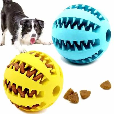 China Wholesale Viable Natural Rubber Funny Dog Toys Chew Tooth Snack Ball Elasticity Interactive Cleaning Ball For Pet Product for sale