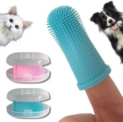 China Viable Dog Pet Finger Toothbrush Super Soft Teeth Cleaning Dog Cat Cleaning Silicone Toothbrush Tool Set for sale