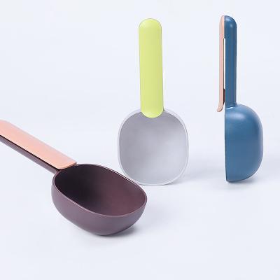 China Factory Price Automatic Colorful Plastic Dog Cat Puppy Pet Food Feeder Smaller Spoon With Clip for sale