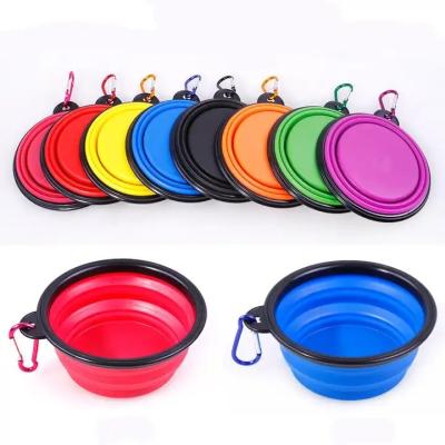 China Portable Dog Food Container 350Ml Pet Travel Viable Outdoor Collapsible Water Bottle Feeder Silicone Pet Bowl for sale