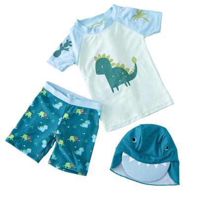 China Wholesale Breathable Kids Three Piece Set Toddler Cartoon Printing Beachwear Boys Quick Dry Swimwear for sale