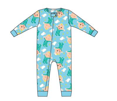 China 100% Cotton Custom Printed Baby Romper Long Sleeve Baby Candid Zipper Overalls Sleepsuit for sale