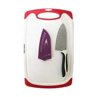 China China New Customized Sustainable Food Grade Non-Silp Plastic Cutting Board Set Chopper Set With Colorful Knife for sale