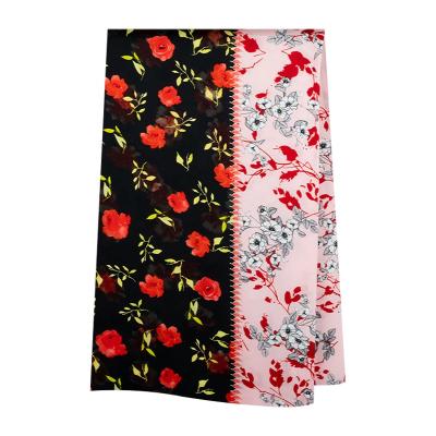 China Simply Viable Flower Print Splicing Crepe Satin 16mm Thick Single Natural Crepe 100% Silk Fabric Digital Satin for sale