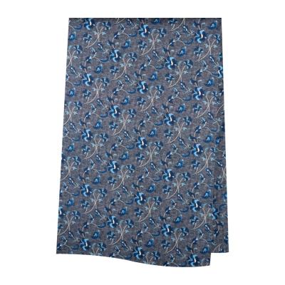 China New Simply Viable Lightweight Crepe Satin 16 Millimeters Thick Pure Silk Blue Digital Satin Print Flower Pattern Simple Satin Fabric for sale