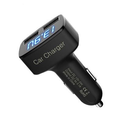 China Mobile Phone 12V 24V USB Smart Electric Car Battery Dual Port Qi 2 X USB Charger With Digital LED Display for sale