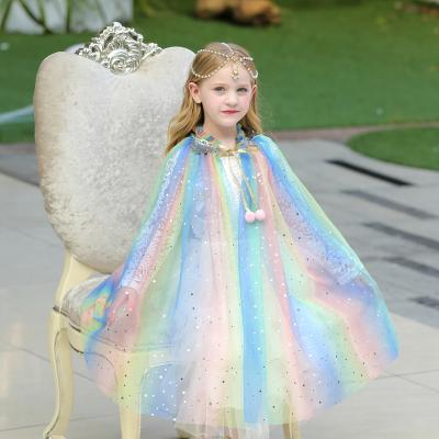 China For New Design Party Halloween Sparkle Frozenized Elegant Princess Dress Cape Pretty With Different Colors for sale