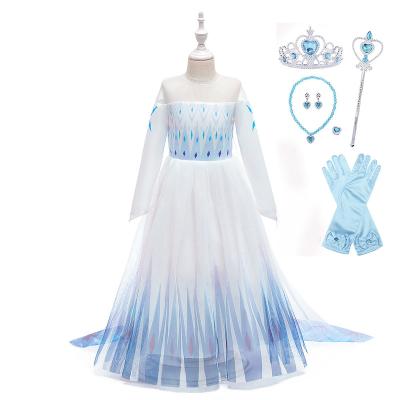 China For Cheap Popular White Princess Elsa Dress Party New Arrival Carnival Halloween Party Lovely For Girls With Accessories for sale