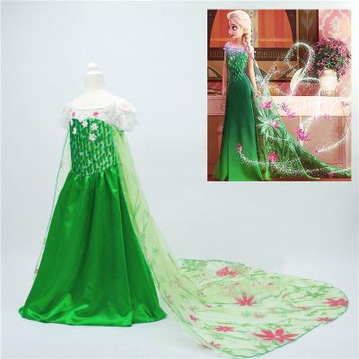 China For Wholesale Cheap Super Brand New Creative Green Party Elsa Princess Dress Beautiful Long for sale