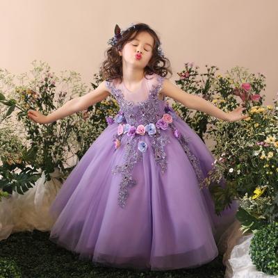 China For birthday new handmade elegant children's performance piano factory direct selling party baby's purple tutu skirt for sale