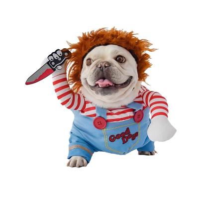 China Adjustable Funny Dog Stocked Cosplay Costume Deadly Doll Wig Pug Dog Party Clothes For Small Medium Large Dogs Clothing Accessories for sale