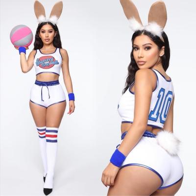 China For Party New Arrival Good Quality European and American Halloween Elasticity Sex Costume Cheap Cheerleader Plus Size for sale