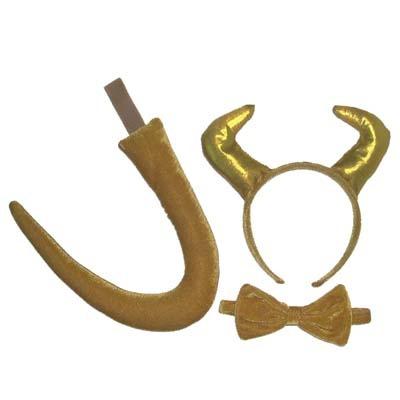 China Party Classic Pilou Golden Devil Costume Set Animal Headband With Tail For Carnival Party for sale