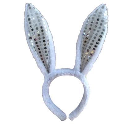 China Factory Direct Selling Lovely Easter White Plush Bunny Animal Ears Headband Party for sale