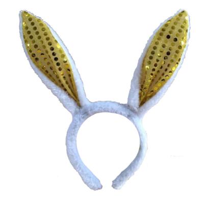 China Party Factory Direct Sale Easter Delicate Yellow Plush Rabbit Ears Sequined Short Headband for sale