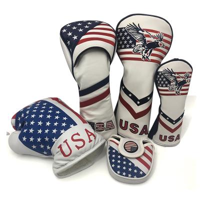 China Custom USA Leather PU Leather Golf Head Cover for sale