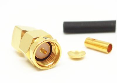 China Gold Plated Male SMA Connector Right Angle Crimping Cable Connector for sale