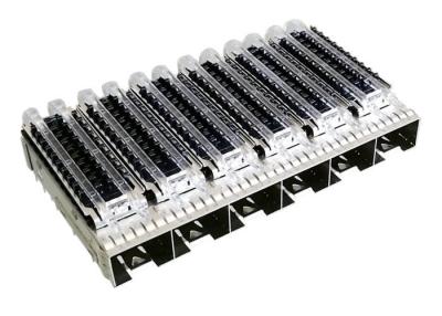 China On Cage Top Surface SFP Cage Connector 1 X 6 Ganged With Heat Sink Light Pipes for sale