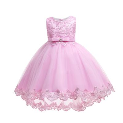 China Wholesale Sleeveless Little Girls Like Pink Princess Dresses For Kids Christmas Gifts Party Performance Dresses AT023 for sale