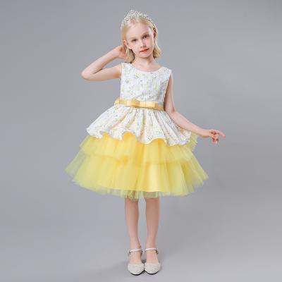 China Hot Europe Girl's Sleeveless Dress Sell Design New Arrival Girls Dress Models Puffy Flower Girl Autumn Luxury Dresses For Kids 2114 for sale