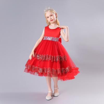 China Sleeveless Princess Summer Kids Birthday Party Dress For Girls Lace Up Formal Tutu Kids Bridesmaid Dress For Baby Girl Clothes 2128 for sale