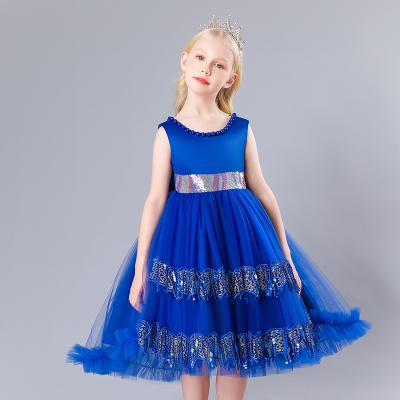 China Wholesale Sleeveless Girls Dresses Kids Flower Christmas Party Evening Tow Children Dress For Girls 2128 for sale