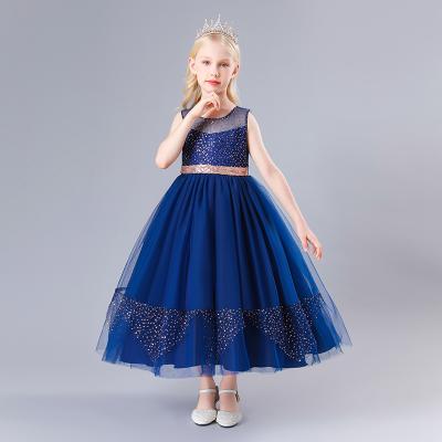 China Luxury Kids Girls Princess Wedding Long Skirt Tail Sleeveless Skirt Fluffy Kids Party Wear Bridesmaids Dresses 2129 for sale