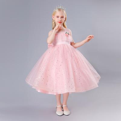 China Long Sleeveless Star Printing Christmas Dress For Girls Bridesmaid Dresses Wedding Party Birthday Girls Dresses 2-12 Years 2131 for sale