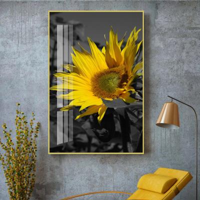 China Factory Price CREATIVE Yellow Sunflower Canvas Painting Flower Field Landscape Posters Prints Nordic Wall Pictures For Living Room Decor for sale